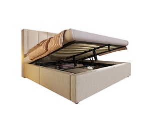 Lit coffre 140x200 cm <strong>HAVRYA</strong>  <strong></strong> coloris beige