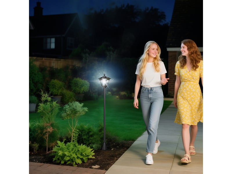  Lampe solaire led de jardin étanche ip44, 15 x 15 x 177 cm, noire  - Conforama C