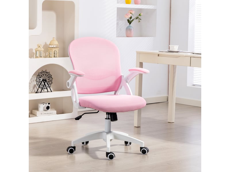  Chaise de bureau ergonomique et réglable avec dossier en maille et assise rembourrée, 65,5 x 61,5 x 88-97,5 cm, rose  - Conforama C