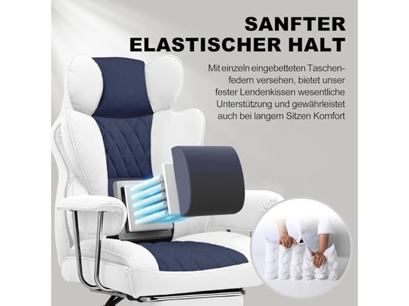  Gtplayer chaise de jeu avec soutien lombaire à ressort, repose-pieds, 180 kg - bleu clair GT205-LBW - Conforama B