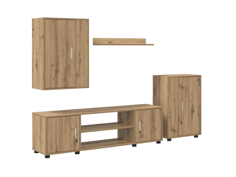  Ensemble meuble tv - banc tv - meuble de rangement chêne artisanal bois d'ingénierie  - Conforama A