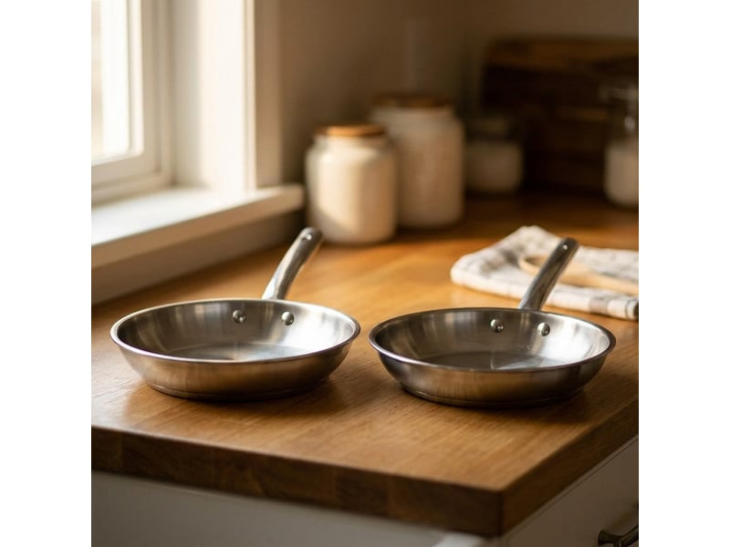  Lot de 2 poêles à frire inox 2428 cm et 2 couvercles en verre fackelmann rhona 9108950B88 - Conforama C