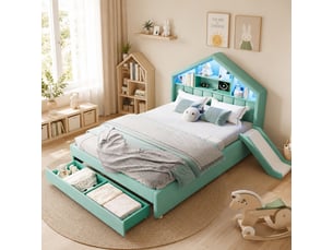 Lit avec rangement 140x200 cm <strong>OOIILLEE</strong> <strong></strong> coloris vert