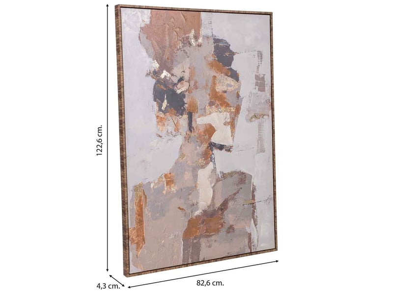  Tableau peint à la main avec cadre en bois orange 83x4x123h cm  - Conforama C