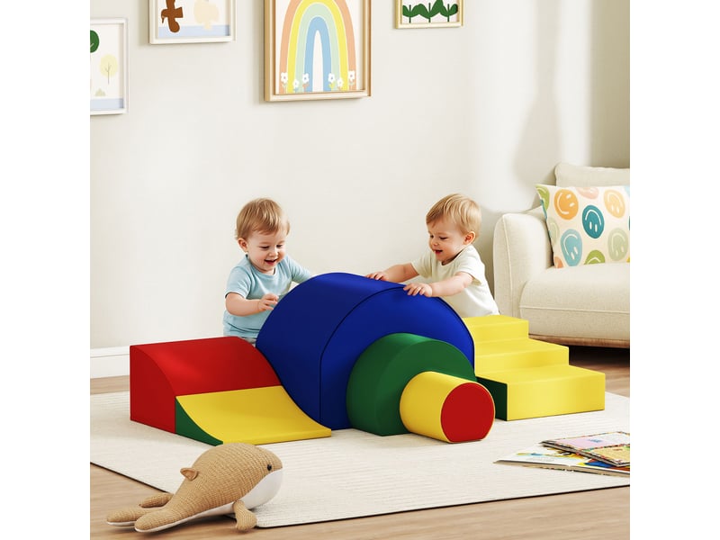 Parcours motricité enfants jouets d'escalade modulable 5 briques géantes en mousse 181 x 39 x 44 cm multicolore  - Conforama B