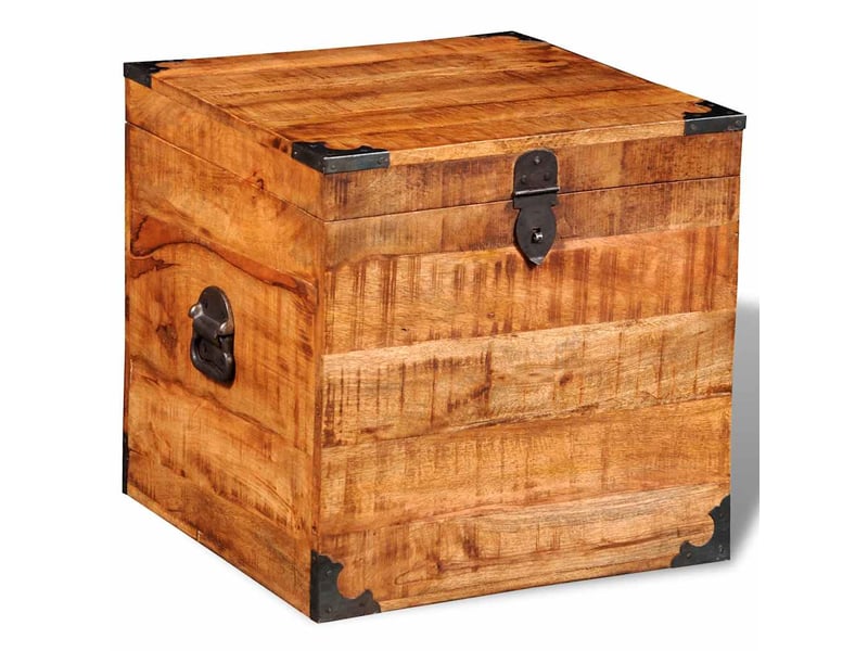 Coffre de rangement, boîte de rangement de rangement cubique bois de manguier brut  - Conforama A