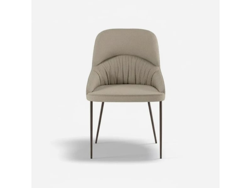  Lot de 4 chaises rembourrées en tissu facile à nettoyer shell - beige  - Conforama E