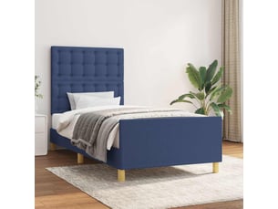 Lit adulte, lit simple, cadre de lit sans matelas bleu 100x200cm tissu cf12063