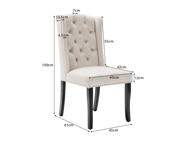  Lot de 2 chaises de salle à manger en velours beige avec pieds en chêne  - Conforama E