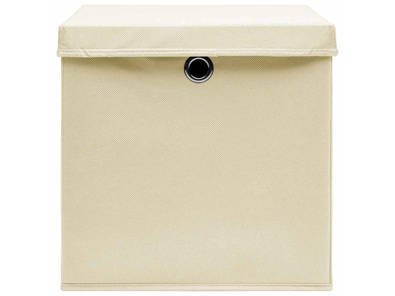  Boîtes de rangement à couvercles 10 pcs crème 32x32x32 cm tissu  - Conforama C