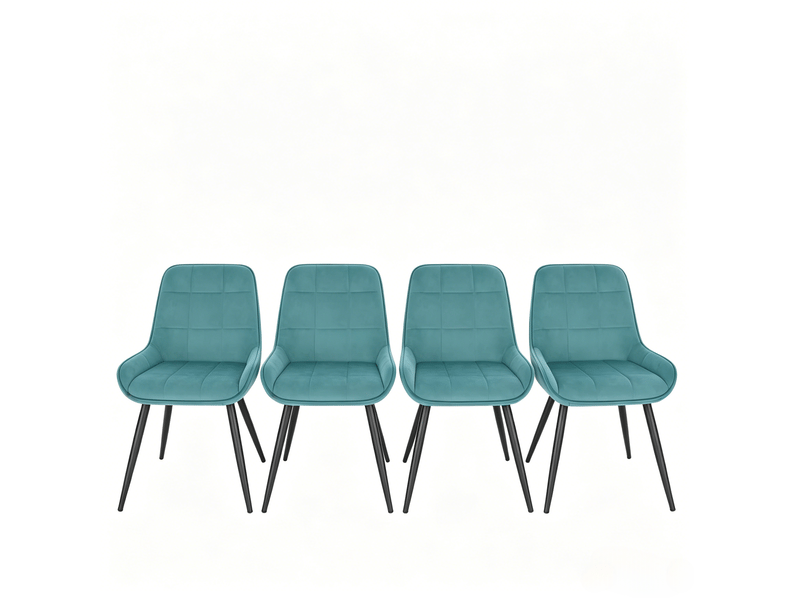  Chaise de salle à manger lot de 4 avec dossier ergonomique et assise rembourrée en tissu turquoise 43 × 52,5 × 81,5 cm  - Conforama A