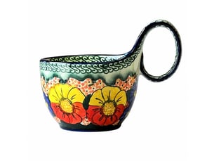 Mug et cuillère en céramique, anse galbée, soleil éclatant, 450 ml