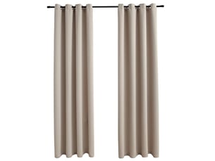 Lot de 2 rideaux occultants, rideaux black-out avec anneaux en métal beige 140x245 cm cf44836