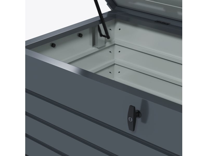 Coffre de rangement extérieur 120 x 62 x 66 cm – gris foncé – 311 l, roulettes et couvercle verrouillable - Conforama D