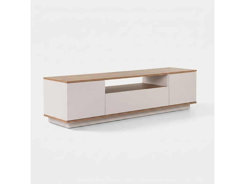  Meuble tv moderne veramont avec portes et compartiments de rangement - beige  - Conforama A