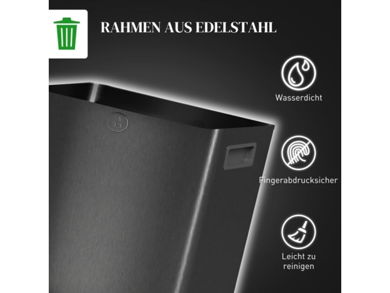  Poubelle double 2x15 l noire, ouverture à pédale, inox et plastique, facile à nettoyer  - Conforama D