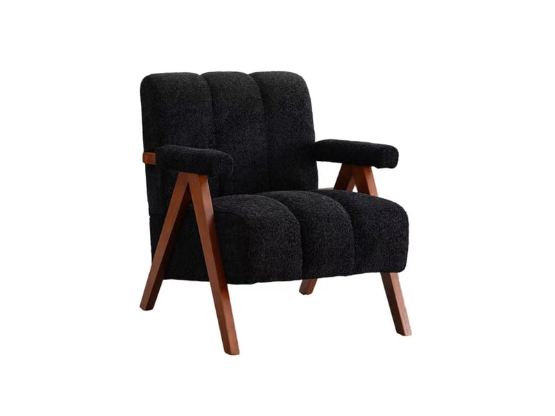  Fauteuil rembourré en bois coloris noir  - Conforama A