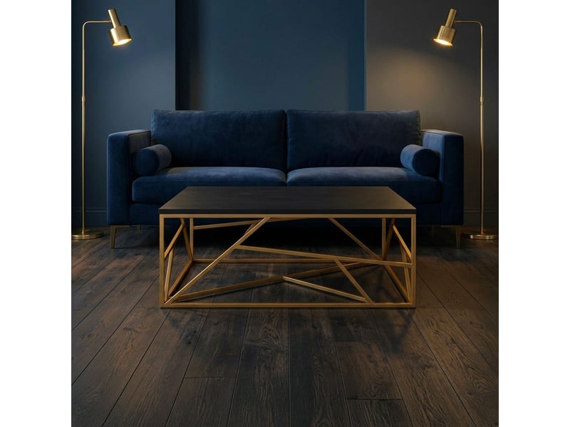 Table basse carrée design géométrique opera 100x100cm noir et métal or Opera - Conforama C