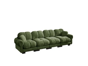 Canapé modulable modenvie 4 places vert en tissu chenille 330 x 86 x 90 cm avec assises matelassées