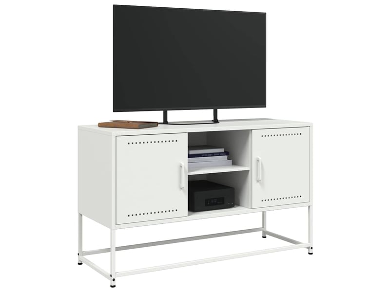  Meuble tv - banc tv - meuble de rangement blanc 100,5x39x60,5 cm acier  - Conforama D