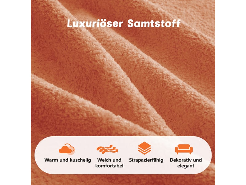 Canapé modulable 4 places en velours orange, design sans dossier avec rangement intégré pour salon moderne - Conforama E