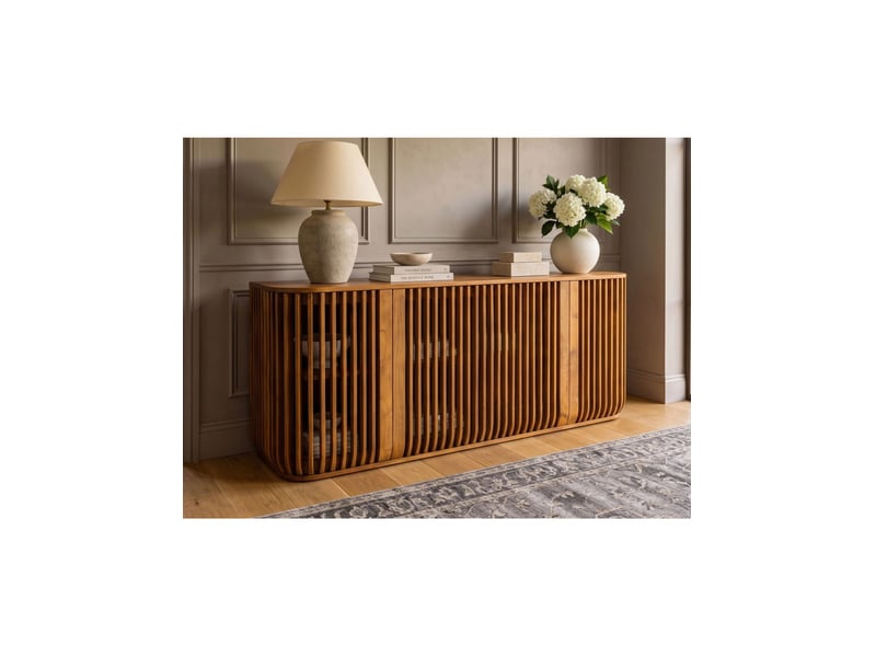  Buffet ritmo 4 portes en bois massif de manguier et d'acacia foncé - marron - 170 cm  - Conforama B