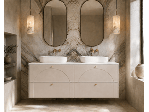 Meuble sous-vasque suspendu aura 160 cm avec plan blanc cachemire mat g