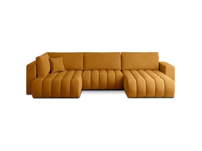  Canapé d'angle bonita convertible 6 places jaune orangé tissu – droit – 350x175cm  - Conforama A