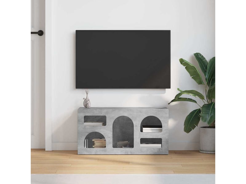  Meuble tv - banc tv - meuble de rangement elst 80 x 35 x 40 cm gris béton bois d'ingénierie  - Conforama D