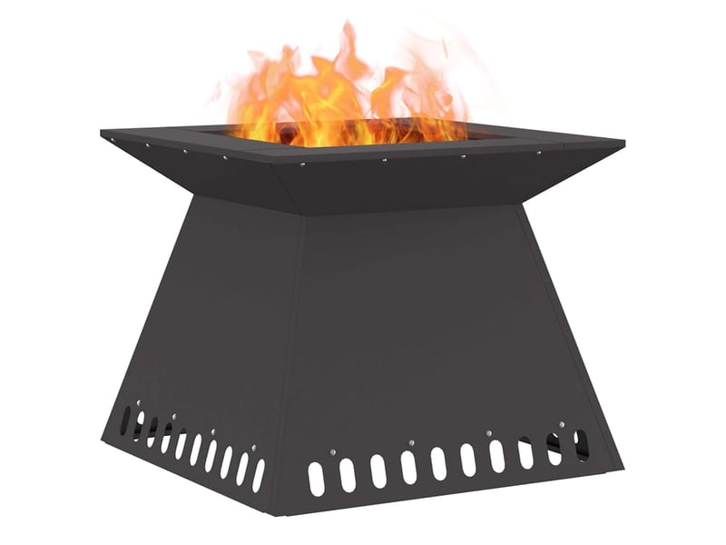  Brasero exterieur, foyer camping noir 60x60x50 cm acier patiné  - Conforama C