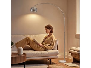 Lampadaire arc 26x100x167 cm en métal et marbre avec tête orientable argenté chicfurn