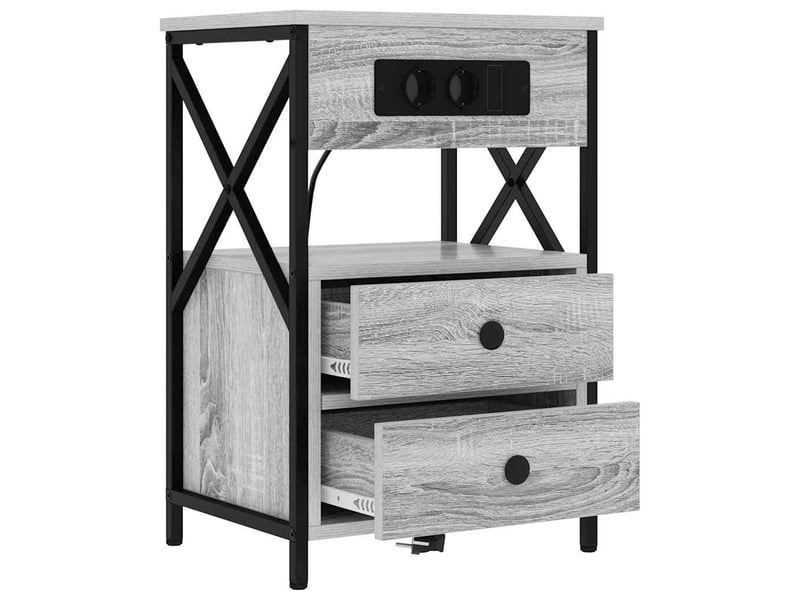  Table de chevet - cabinet de chevet - table de nuit 2 pc gris sonoma 40 x 31 x 60 cm  - Conforama E