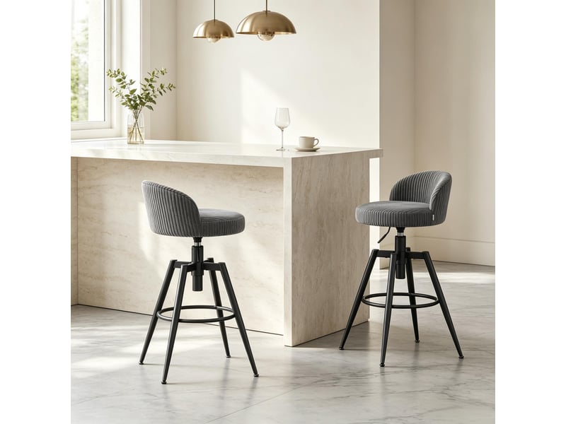  Tabourets de bar lot de 2 avec repose-pieds stable, chaises de comptoir modernes pour salle à manger  - Conforama D