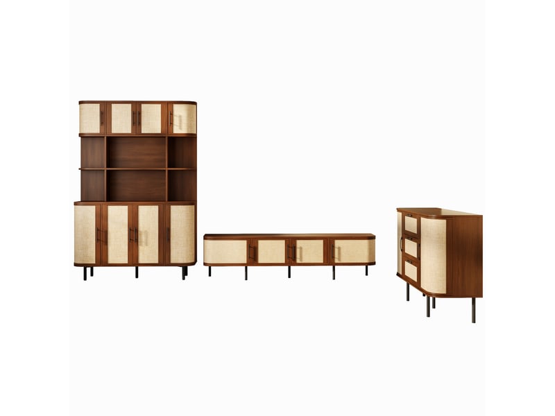  Ensemble de meubles avec meuble tv, buffet et colonne mdf noyer  - Conforama B