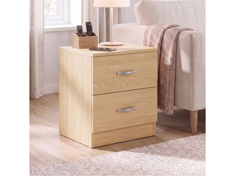  Table de chevet riano, commode de nuit, chambre, rangement, 47x40x36cm, 2 tiroirs, pin 333455 - Conforama B