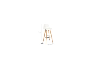 Lot de 2 tabourets de bar blanc bois de hêtre  39,5 x 44 x 91 cm