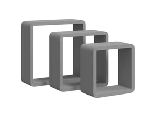 Lot de 3 étagères murales cube, étagères suspendues gris mdf cf43325