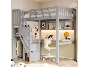 Lit mezzanine 90x200 cm <strong>MODENUIT </strong> <strong></strong> coloris gris