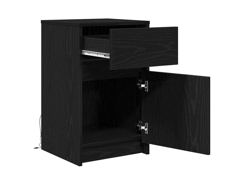  Table de chevet led avec tiroir chêne noir 38 x 34 x 61 cm  - Conforama E