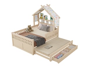 Lit cabane 140x200 cm <strong>HAUSS SPOLE</strong> <strong></strong> coloris beige