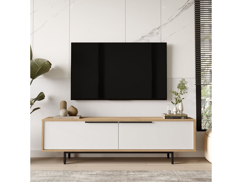  Meuble tv moderne 160 cm avec portes tekar  - Conforama D
