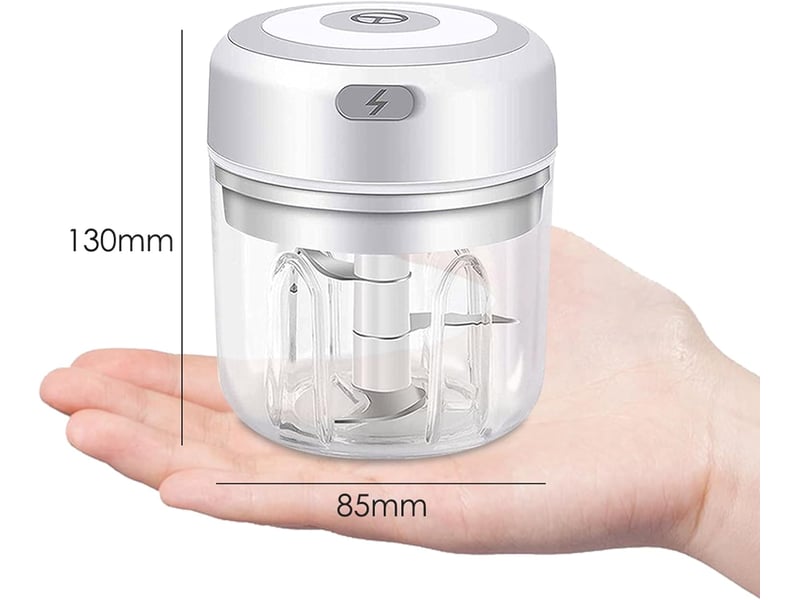 1 mini hachoir à ail électrique sans fil blanc pour usage domestique - Conforama B