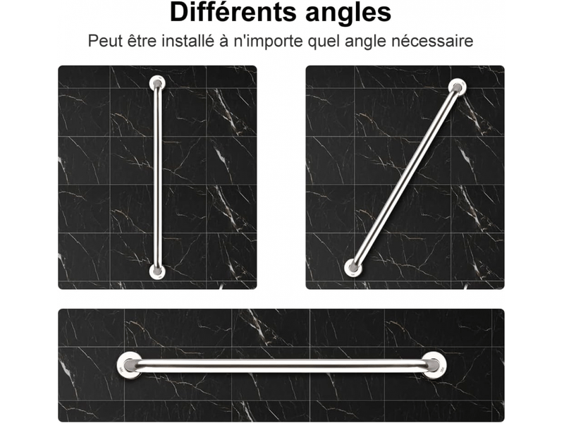  Barre d'appui pour salle de bain, barre d'appui en acier inoxydable de 60 cm, poignée pour douche  - Conforama B