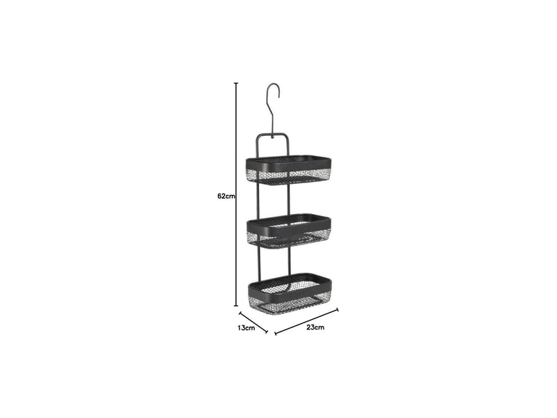 Étagère de douche avec 3 niveaux en métal noir 62 x 23 x 13 cm 50504 - Conforama B