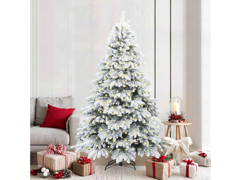  Sapin de noël, arbre de noël artificiel avec 300 led blanc 210 cm pe et pvc cf61215  - Conforama B