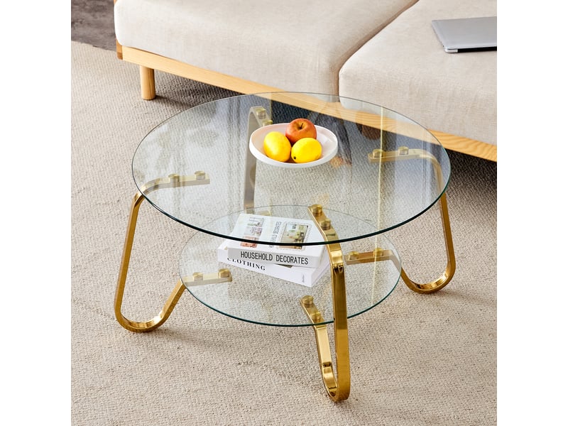 Table basse en métal à 2 niveaux or chicfurn  - Conforama B