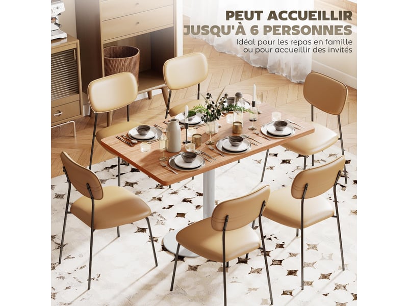 Table à manger rectangulaire pour 6 personnes, table de cuisine piétement et plateau épais chêne blanc, 120 x 70 x 75 cm - Conforama A