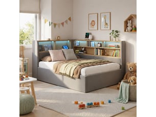 Lit coffre 90x200 cm VIVRYN   coloris gris