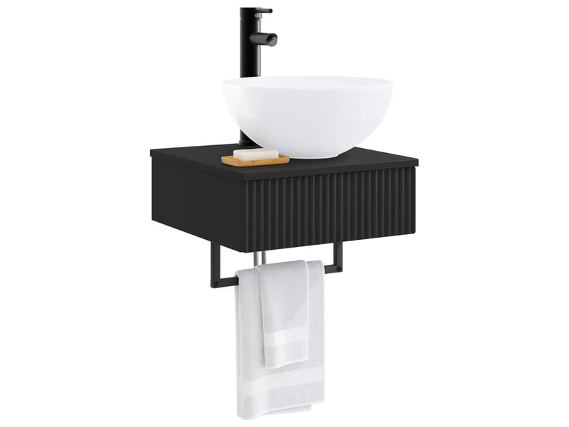 Basin de lavage mural, lavabo noir 40x41x40.5 cm bois d'ingénierie  - Conforama C