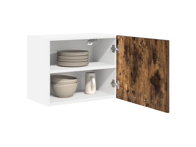 Meuble de rangement, armoire suspendue 2 pcs chêne fumé et blanc bois d'ingénierie shl7086 - Conforama C